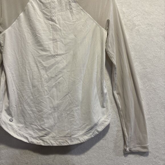 Lululemon Smooth Stride Top Mesh Long Sleeves Running Stretch White Women's 4 - Picture 10 of 13